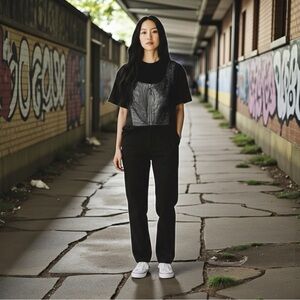 Brandon Thomas Vintage Women’s Black Short Classic Leather Vest In Size Large